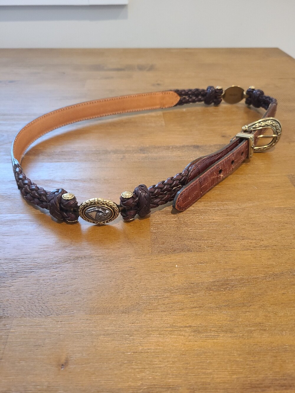 Vintage Brighton Horse Head Braided Equestrian Belt